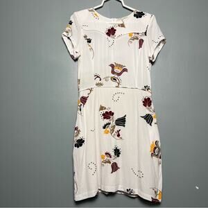 Maje White Floral Mini Dress Short Sleeve A Line Size 3/US Women’s L